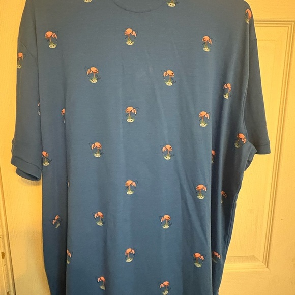 Polo Ralph Lauren Mens XL ALL-OVER FLAMINGO AOP Cotton Short Sleeve Polo Blue - Picture 5 of 8